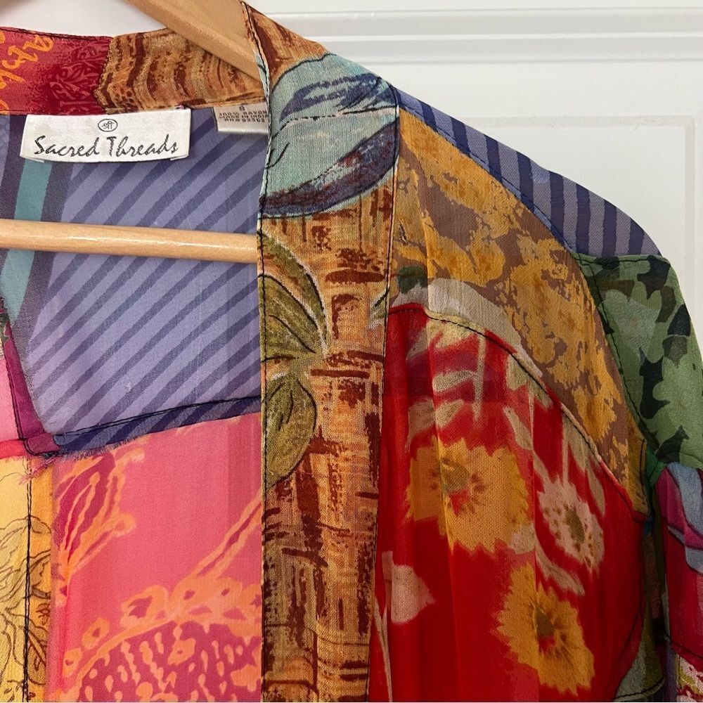 Vintage Sacred Threads Patchwork Duster, Layering… - image 7